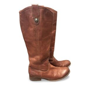 Frye Melissa Button Riding Boots Brown Leather Women's Size 6.5
